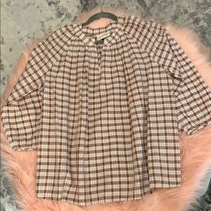 Brown And Cream Printed Top Small NEW!